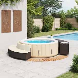 vidaXL Whirlpool-Umrandung Schwarz Poly-Rattan und Massivholz Akazie - Schwarz