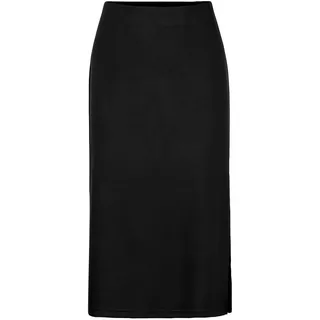 Jerseyrock GOLDNER "Kurzgröße Midirock mit Schlupfbund", Damen, Gr. 23, schwarz, Obermaterial: 50% Polyamid PA. 45% Viskose CV. 5% Elasthan EL., normal, Röcke Jerseyrock, Schlitz in einer Seitennaht