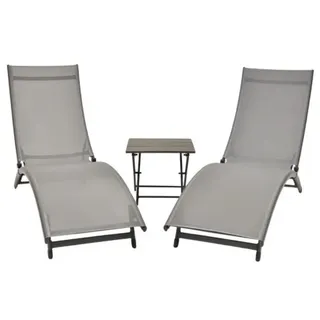 Vivere Lounge Set 3-teilig Sonnenliege Liegestuhl Beistelltisch Coral Springs