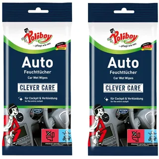 Poliboy - Staubmeister Auto Feuchttücher - perfekt für die gründliche Reinigung des Innenraums - 2er Pack - 2x20 Stück - Made in Germany