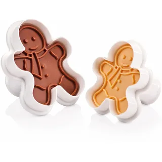 Tescoma Ausstecher mit Stempel 2er Set, Lebkuchen-Männchen Keksausstecher | spülmaschinenfest, Produktlinie DELÍCIA