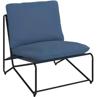 Ambia Garden Loungesessel , Anthrazit, Blau , Metall, Textil , Füllung: Schaumstoff , rund , 75x76x89 cm , Gartenmöbel, Loungemöbel, Lounge-Serien