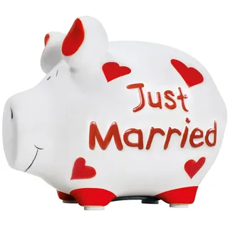 Sparschwein Company - Spardose Just Married 12,5 x 9 x 9 cm | Keramik Sparschwein, Geldgeschenk zur Hochzeit, 10027103