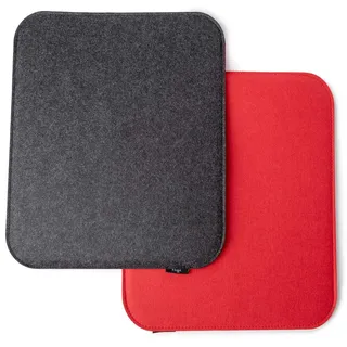 FilzGut® Sitzkissen Filz Outdoor Filzsitzkissen 40x33 2er Set Filz Sitzauflage Wendekissen Sitzpolster Eckbank Stuhlauflage für Haus und Garten Rot Dunkelgrau
