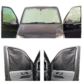 Thermo-Jalousien Kombatibel Mit Peugeot Bipper (2008-Date)(Komplettset + Heckklappe) Rückenfarbe in Anthrazit, Reversibel und Thermisch
