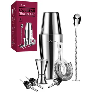 Cocktail Shaker, Cocktail Set Geschenk, Premium Boston Shaker 800ML 600ML Geschenkset, Cocktailshaker Bar Zubehör Set, Cocktail Shaker Edelstahl, Shaker für Cocktails Mixer löffel 8 Teiliges Barkeeper