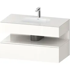 Duravit Qatego Einbauwaschtisch mit Konsolenwaschtischunterbau, 1000x550x600mm, Nische Weiß Hochglanz, QA4786022, Farbe: Weiß Hochglanz/mit Nischenbeleuchtung