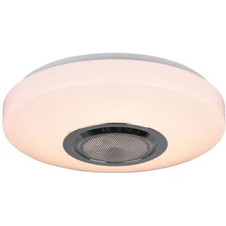 Reality Leuchten LED Deckenleuchte Maia R69021101, Kunststoff Weiß, inkl. 10 Watt LED, Bluetooth Lautsprecher, Fernbedienung, Dimmer, Farbwechsel