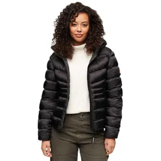 Superdry für Damen. W5011724A Fuji Steppjacke mit Kapuze schwarz (S), Lässig, Polyester