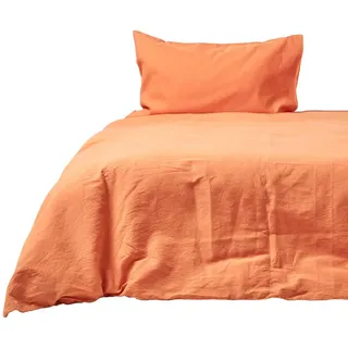Homescapes Bettwäsche Leinen , Orange , Textil , Rechteckig , 155x220 cm , Oeko-Tex® , Heimtextilien, Bettwäsche & Leintücher, Bettwäsche