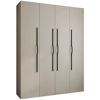 Abiks Möbel Drehtürenschrank 245,5/190/50 4-türig , Kaschmir, Schwarz , Holz , Nachbildung , 190x245.5x50 cm , Schlafzimmer, Kleiderschränke, Drehtürenschränke