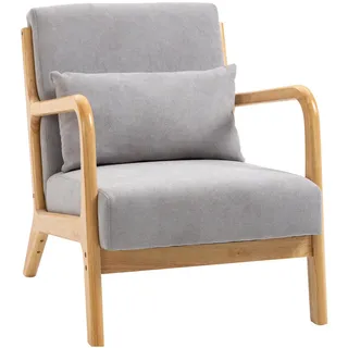 Redom Loungesessel mit Armlehnen, S-Feder Polyester Samt-Look 61/78/76 cm Grau , Textil , 61x76x78 cm , Wohnzimmer, Sessel, Polstersessel
