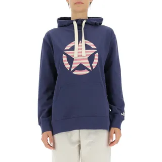 JEEP O102608-A184 J Woman Hooded Oversize Sweatshirt Star Striped Print J22W Deep Blue S