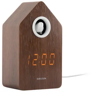 Karlsson Wecker , Dunkelbraun , Holzwerkstoff , 9x15.5x6 cm , Weckfunktion, 3D-Zahlen , Dekoration, Uhren, Wecker