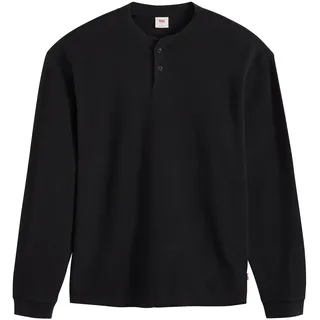 Sweatshirt LEVI'S "Sweatshirt LS Relax Button Henley 1er Pack", Herren, Gr. XL, schwarz, Obermaterial: 100% Baumwolle CO., Sweatshirts Sweatshirt