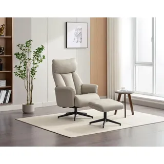 Gepolsteter Relaxsessel mit Hocker, - Beige - Beige