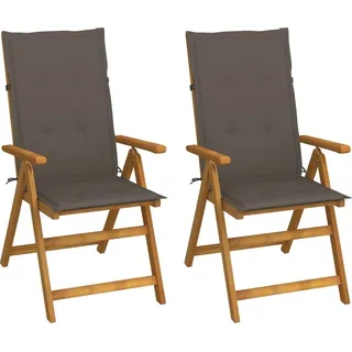 Garten-Liegestühle 2 Stk. mit Kissen Akazie Massivholz - Taupe, Bunt