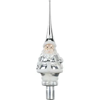 Christbaumspitze MAGIC BY INGE "Frosty Silver, Weihnachtsdeko, Christbaumschmuck", silber (silberfarben), Ø:7,5cm, Glas, Weihnachtsbaumschmuck, Christbaumspitze, hochwertiger Echtglas-Weihnachtsschmuck, Höhe ca. 28 cm