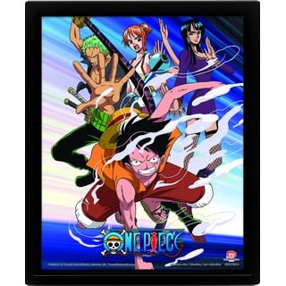 Pyramid International Europe One Piece 3D Lenticular Poster im Rahmen (STRAW HAT PIRATES ASSAULT) 25cm x 20cm x 1.5cm - Offizielles Lizenzprodukt