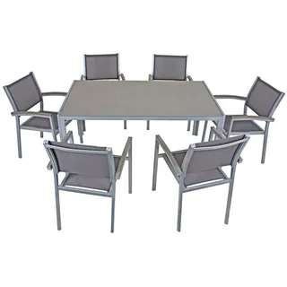 Garden Pleasure Garten-Essgruppe 7-tlg. Grau/Silber