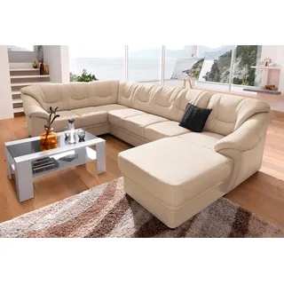 sit&more Wohnlandschaft Kunstleder U-Form 3-Sitzer Beige