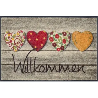 Wash+Dry Willkommensgruss 50 x 75 cm Braun/Mehrfarbig