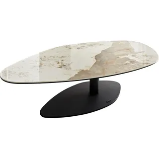 DeLife Couchtisch Vibana Keramik Minas Melange Weiß-Beige Gestell Metall Schwarz