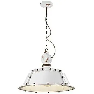 Industrielle Kronleuchter Eisen und Keramik Vintage Weiß 1 Licht E27 52Cm - Weiß