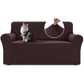 BellaHills Stretch Wasserdicht Sofa Überzu 2 Sitzer (135-165cm) Sofahusse Polyester Elastische Couchbezug Decke Sofa Schutz, Braun