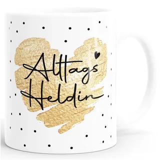 SpecialMe® Kaffee-Tasse Herz Danke Geschenk Lieblingsmensch Alltagsheld Berufe Spruch Schrift Weiss Keramik-Tasse