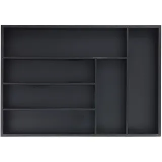 Relaxdays Besteckkasten Bambus 6 Fächer HxBxT: 5x43x30,5 cm schwarz