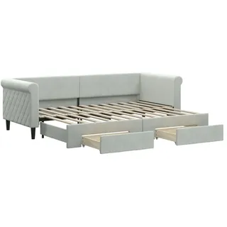 vidaXL Tagesbett Ausziehbar mit Schubladen Hellgrau 80x200 cm Samt - Grau