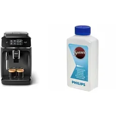 Philips Series 2200 Kaffeevollautomat – Klassischer Milchaufschäumer, Intuitives Touchdisplay, Mattes Schwarz (EP2220/10) & Senseo CA6520/00 Flüssig-Entkalker, 250ml