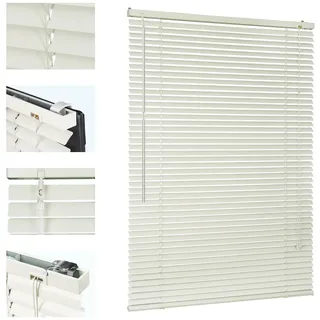 Sekey Klemmfix-Jalousie für Fenster freihängend, 25mm Alu-Lamellen, mit Bohren, inklusive Montagematerial Aluminium-Jalousie ohne Bohren, 70x130cm,Putzfarbe