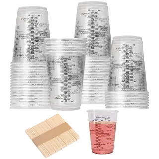 50 Stück Epoxidharz Mischbecher, 240 ml Lackmischbecher, Becher Pigment mit Skala, Lackmischbecher, Messbecher Harz, für Mischen von Harz, Farbe, Pigment, Kochen(Wiederverwendbar)