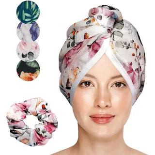 JOCERO - Bambus Haarturban - Turban Handtuch für Damen - Haarhandtuch mit Knopf - Für Lange Haare