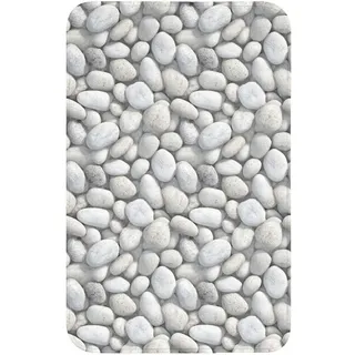 OnlyWow Wc-Vorleger Steine - Grau - Oval WC Teppich 50x80 cm , Hellgrau , Textil , Füllung: Polyurethan (Pur) , Rechteckig , 50x1 cm , Heimtextilien, Badtextilien, WC Vorleger