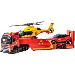 Dickie Toys - UME Rettungs-LKW, 40 cm, Spielzeug-LKW, Licht und Sound, Anhängerampe, UME und Auto, Spielzeug für Jungen und Mädchen ab 3 Jahren (203717005SI5)