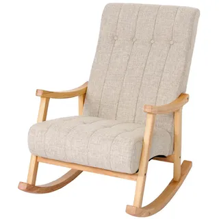 MCW Schaukelstuhl Cremeweiß , Weiß , Holz , 62x97x82 cm , Wohnzimmer, Sessel, Schaukelstühle