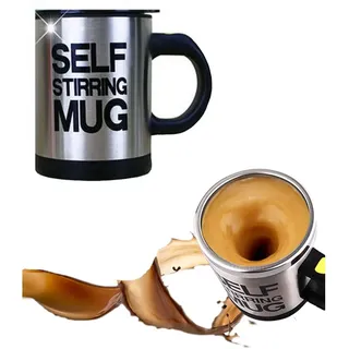 Mengshen Selbstrührende Tasse Becher Self Stirring Mug Coffee Cup Becher Electric Stainless Steel Automatic Mixing & Spinning Star Best for Morning Travelling Home Office MS-A004A Black