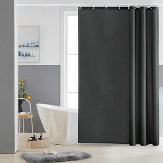 Furlinic Duschvorhang Dunkelgrau Antischimmel Wasserdicht Waschbar 150x200 | Für Badewanne Mit Ösen Textil Polyester Stoff Hochwertig Vintage Mit Gewicht Unten Badvorhang mit 10 Duschringen.