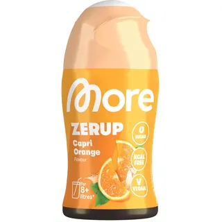 MORE Zerup, Capri Orange, 65 ml, für bis zu 8 l Fertiggetränk, zuckerfreier Sirup mit u.a. echten Fruchtextrakten, vegan, zero Kalorien - made in Germany