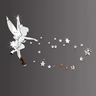 LHKJ Spiegel Wandaufkleber,3D Acryl Wandtattoo Wandsticker Spiegel für Home Dekoration(Silber)