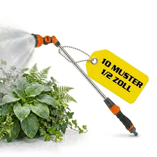 HECHT Gartenbrause Gießstab Metall 67 cm 10 Sprühfunktionen | 180° Sprühkopf, für Gartenschlauch, Hochbeet, Balkon und Garten, leichte Gießbrause für mehr Reichweite