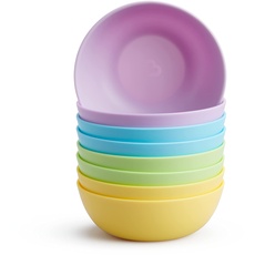 Munchkin Kinderteller, farbige Snackteller aus Plastik, spülmaschinengeeignet & stapelbar, BPA-frei, ideal zur Beikosteinführung, für zuhause und unterwegs - 8er-Set