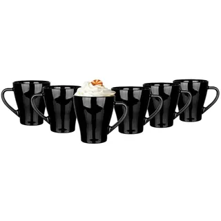 Glasmark KROSNO 1992 Hugo Kaffeegläser-Set 6-teilig Cappuccino Eiskaffee Gläser Becher Spülmaschinenfest Schwarz 6x360 ml