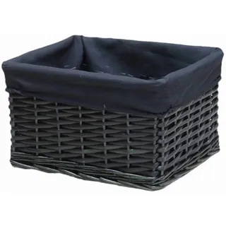 Ambia Home Regalkorb , Schwarz , Textil , Weide , massiv , 10 l , rechteckig , 27x18x31 cm , Innenfutter, handgemacht , Ordnen & Aufbewahren, Dekoboxen & Aufbewahrungsboxen, Regalboxen & Stehsammler