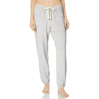 Amazon Essentials Damen Pyjama-Jogginghose, leicht, Frottee, Übergröße, Grau meliert, gestreift, Größe M