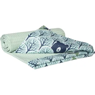 Medi Partners Babydecke Baby Decke Neugeborenen - Kuscheldecke Geschenk Babydecken 75x100cm für Kleinkinder Mädchen Krabbeldecke Kinderbett Kinderwagen 100% Baumwolle (Wald mit Minzer Waffel)