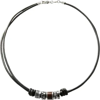 Fossil Kette mit Anhänger »Schmuck Geschenk Edelstahl Leder Halsschmuck«, bunt